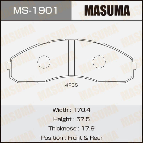 Колодки тормозные дисковые Masuma, MS-1901