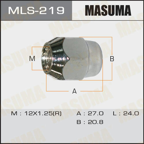 Гайка колесная Masuma M12x1.25(R) под ключ 21, MLS-219