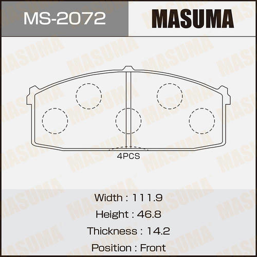 Колодки тормозные дисковые Masuma, MS-2072