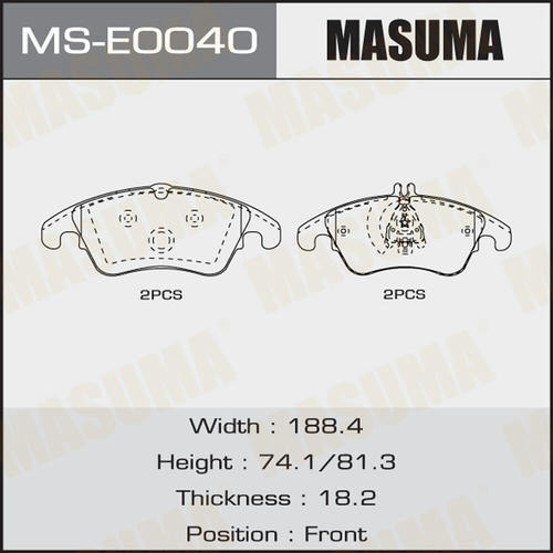 Колодки тормозные дисковые Masuma, MS-E0040