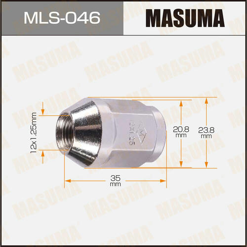 Гайка колесная Masuma M12x1.25(R) под ключ 21, MLS-046