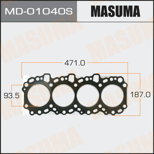 Трехслойная прокладка ГБЦ (металл-эластомер) Masuma толщина 0,75мм, MD-01040S