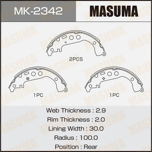Колодки тормозные барабанные Masuma, MK-2342