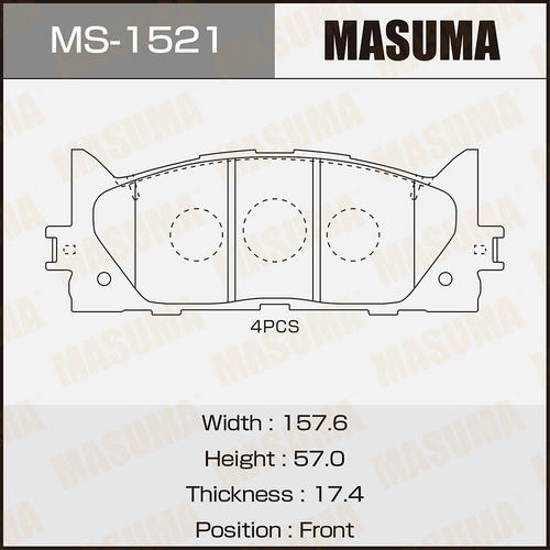 Колодки тормозные дисковые Masuma, MS-1521