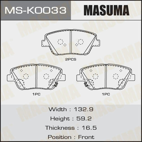 Колодки тормозные дисковые Masuma, MS-K0033