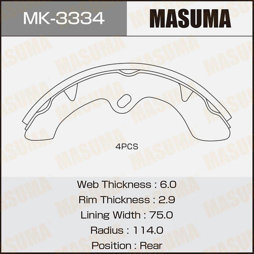 Колодки тормозные барабанные Masuma, MK-3334