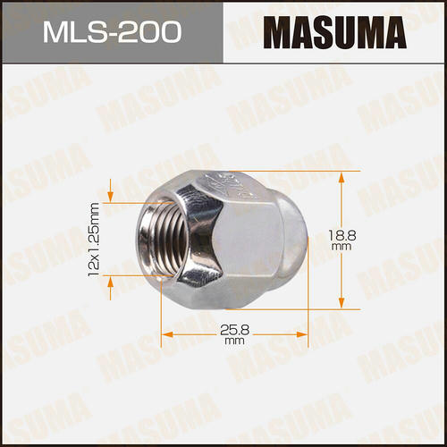 Гайка колесная Masuma M 12x1.25(R) под ключ 19 , MLS-200