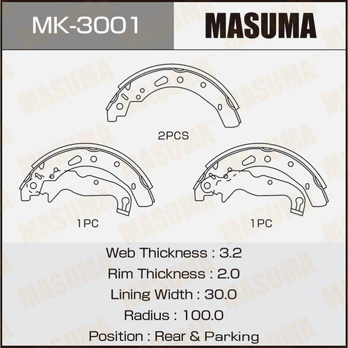 Колодки тормозные барабанные Masuma, MK-3001
