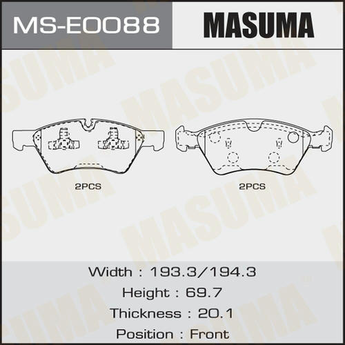 Колодки тормозные дисковые Masuma, MS-E0088