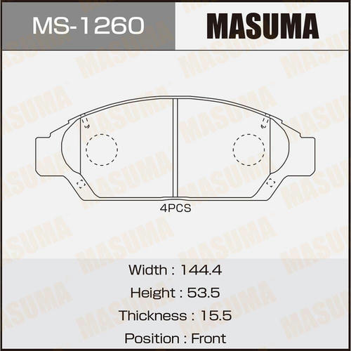 Колодки тормозные дисковые Masuma, MS-1260