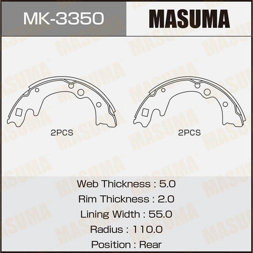 Колодки тормозные барабанные Masuma, MK-3350