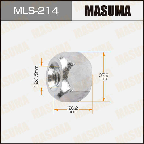 Гайка колесная Masuma M19x1.5(R) под ключ 38 открытая, MLS-214