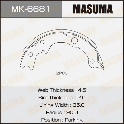 Колодки тормозные барабанные Masuma, MK-6681