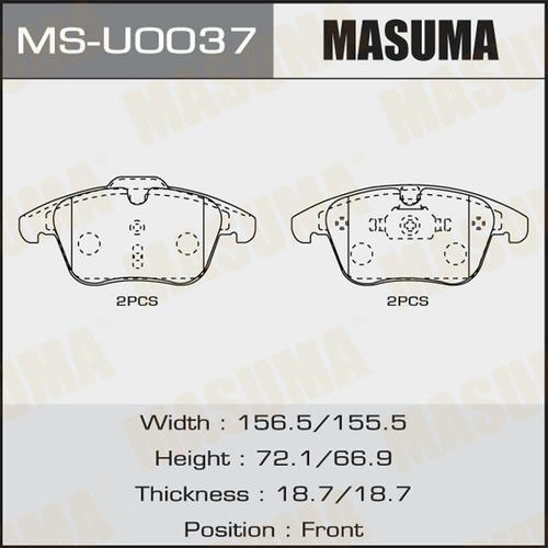 Колодки тормозные дисковые Masuma, MS-U0037
