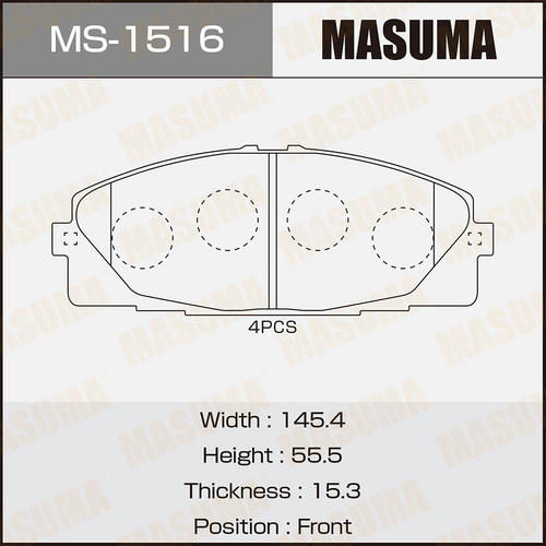 Колодки тормозные дисковые Masuma, MS-1516