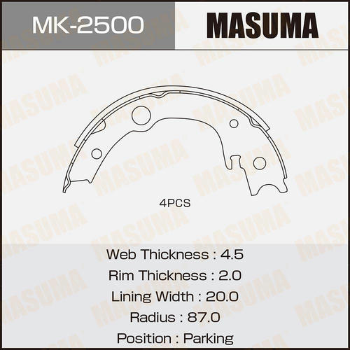 Колодки тормозные барабанные Masuma, MK-2500