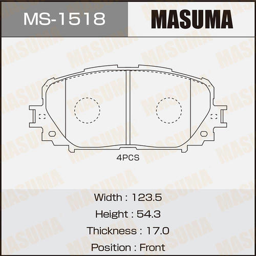 Колодки тормозные дисковые Masuma, MS-1518