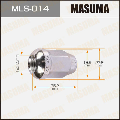 Гайка колесная Masuma M12x1.5(R) под ключ 19, MLS-014