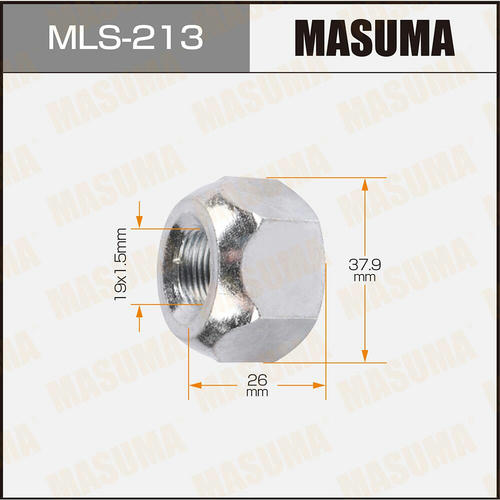 Гайка колесная Masuma M19x1.5(L) под ключ 38 открытая, MLS-213
