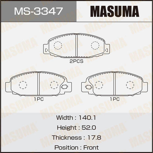 Колодки тормозные дисковые Masuma, MS-3347