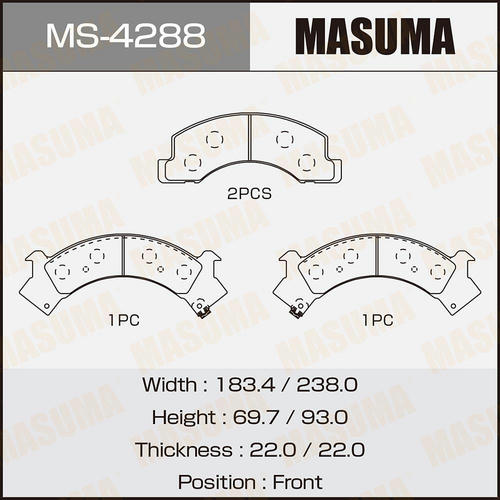 Колодки тормозные дисковые Masuma, MS-4288