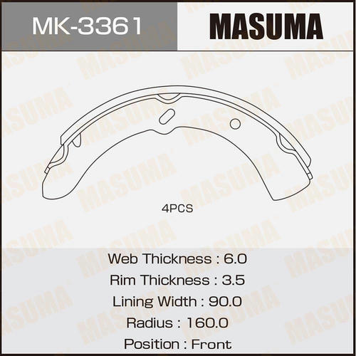 Колодки тормозные барабанные Masuma, MK-3361