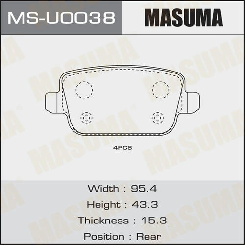 Колодки тормозные дисковые Masuma, MS-U0038