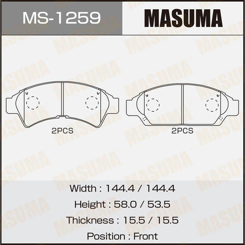 Колодки тормозные дисковые Masuma, MS-1259