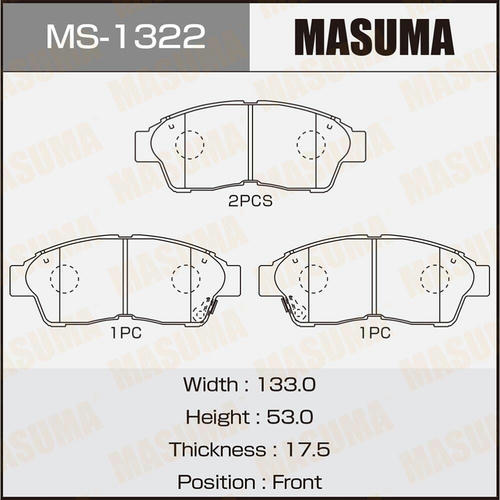 Колодки тормозные дисковые Masuma, MS-1322