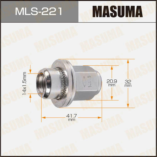 Гайка колесная Masuma M14x1.5(R) под ключ 21, MLS-221