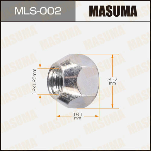 Гайка колесная Masuma M12x1.25(R) под ключ 21 открытая, MLS-002