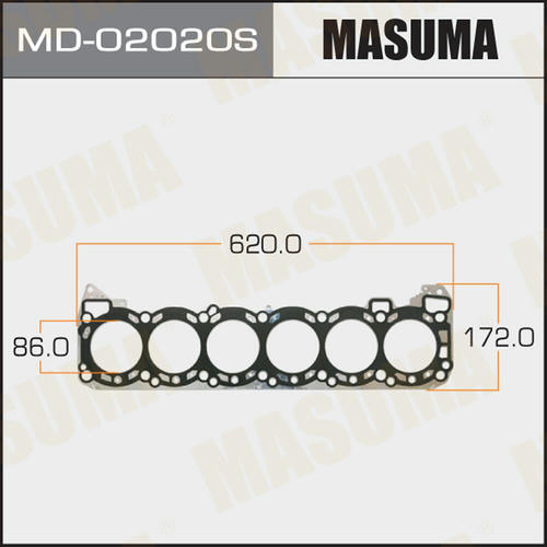 Четырехслойная прокладка ГБЦ (металл-эластомер) Masuma толщина 1,45мм, MD-02020S