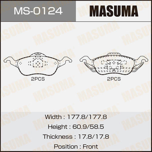 Колодки тормозные дисковые Masuma, MS-0124