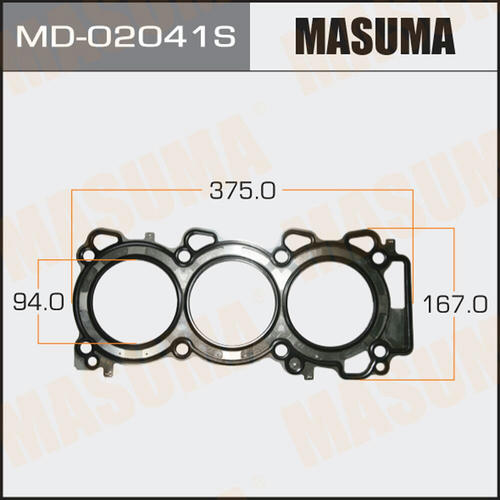 Трехслойная прокладка ГБЦ (металл-эластомер) Masuma толщина 1,60мм, MD-02041S
