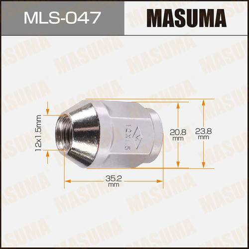 Гайка колесная Masuma M12x1.5(R) под ключ 21, MLS-047