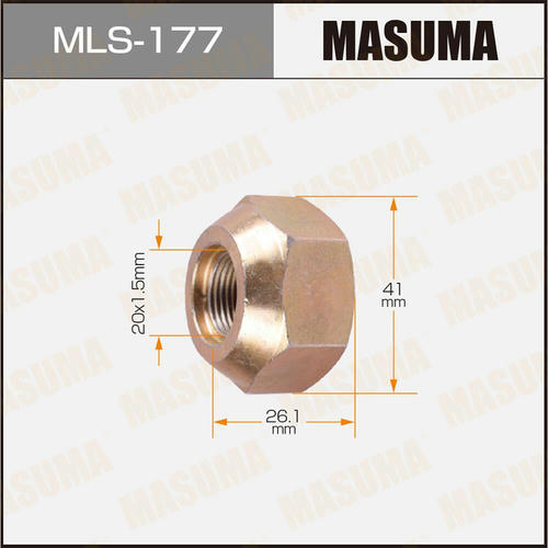 Гайка колесная Masuma M 20x1.5(R) под ключ 41 открытая, MLS-177