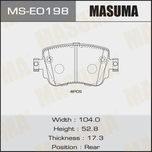 Колодки тормозные дисковые Masuma, MS-E0198