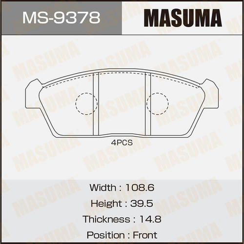 Колодки тормозные дисковые Masuma, MS-9378