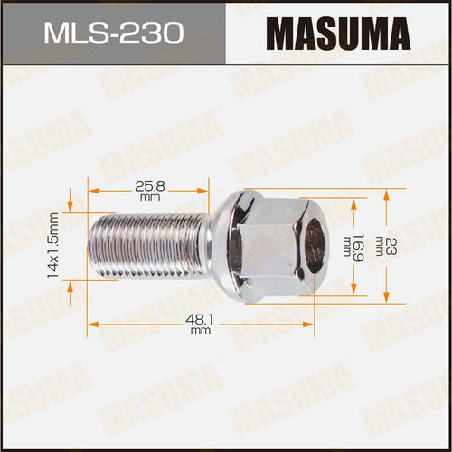 Болт колесный M14x1.5(R) Masuma, MLS-230