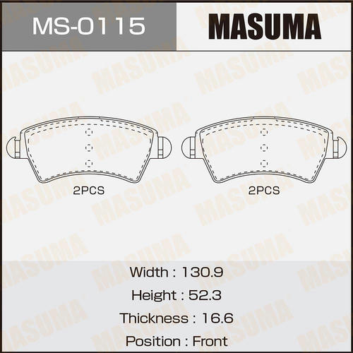 Колодки тормозные дисковые Masuma, MS-0115