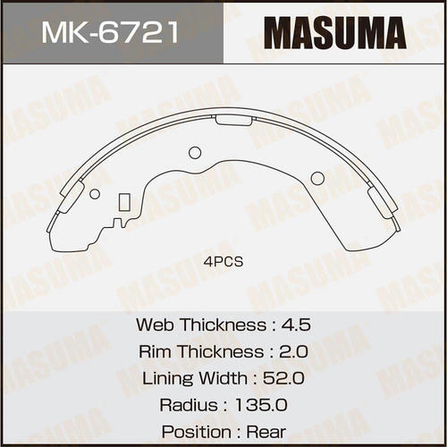 Колодки тормозные барабанные Masuma, MK-6721