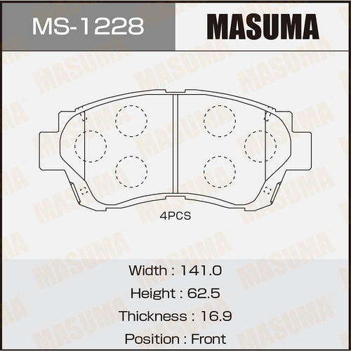 Колодки тормозные дисковые Masuma, MS-1228