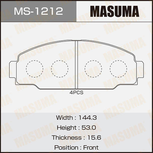 Колодки тормозные дисковые Masuma, MS-1212