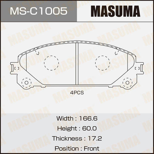 Колодки тормозные дисковые Masuma, MS-C1005