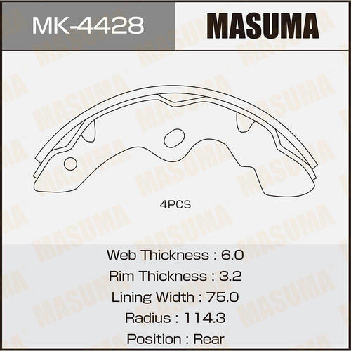 Колодки тормозные барабанные Masuma, MK-4428
