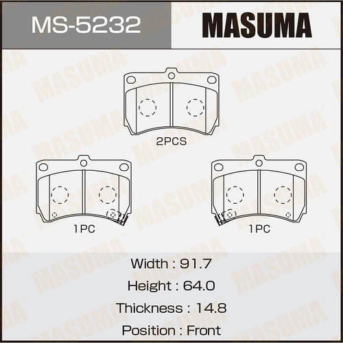 Колодки тормозные дисковые Masuma, MS-5232