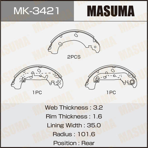 Колодки тормозные барабанные Masuma, MK-3421