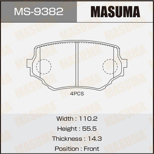Колодки тормозные дисковые Masuma, MS-9382