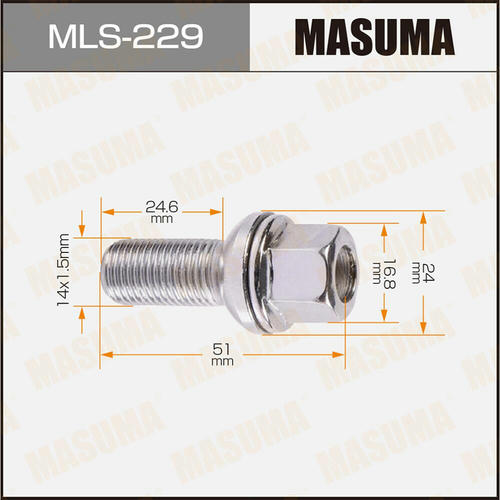 Болт колесный M14x1.5(R) Masuma, MLS-229