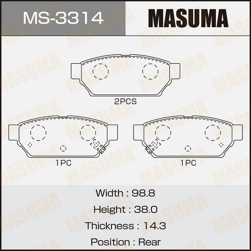 Колодки тормозные дисковые Masuma, MS-3314